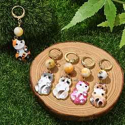 Katze formt Legierungs-Email-Anhängerdekorationen&nbsp;HJEW-JM01766