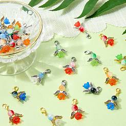 20 pieza de 10 estilos de adornos colgantes de vidrio y acrílico con forma de ángel&nbsp;HJEW-SZ00003