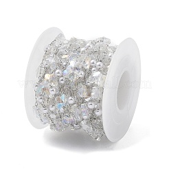 Catenelle con perline imitazione perla in plastica ABS e farfalla in vetro fatte a mano&nbsp;CHC-R135-15P