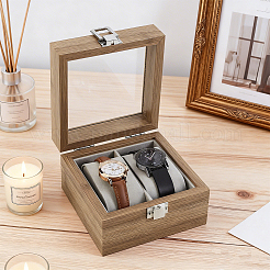 Vetrine porta orologi in legno a 2 slot con coperchio in vetro e cuscino in velluto all'interno&nbsp;CON-WH0043-306A