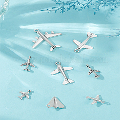 Pendenti dell'aeroplano del passeggero in lega di zinco di stile tibetano di 60pcs 6 stili&nbsp;FIND-LP0001-94