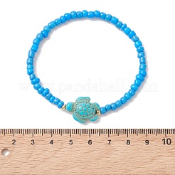 10 Stück 10-farbiges Stretch-Armband aus Glasperlen und synthetischen Türkisperlen für Damen&nbsp;BJEW-MZ00333