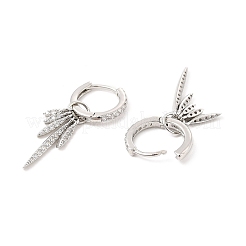 Orecchini a cerchio pendenti con foglia di zirconia cubica trasparente&nbsp;EJEW-P213-05P