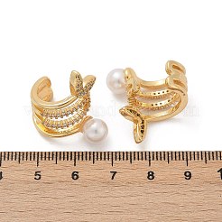 Boucles d'oreilles manchette en laiton avec micro pavé de zircons cubiques transparents&nbsp;EJEW-Z111-04G-01