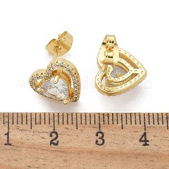 Orecchini a bottone in ottone con zirconi chiari e micro pavè&nbsp;EJEW-C139-06G