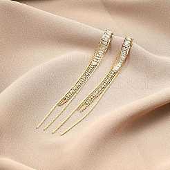 Ohrringe mit Zirkonia-Ketten und Quasten&nbsp;LS-EJEW-P236-07G