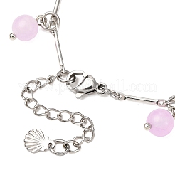 Bracelets à breloques en acier inoxydable et jade malaisien naturel et teinté&nbsp;BJEW-JB12418-01