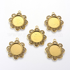 Colgante de estilo tibetano cabochon ajustes&nbsp;TIBE-A21387-AG-FF