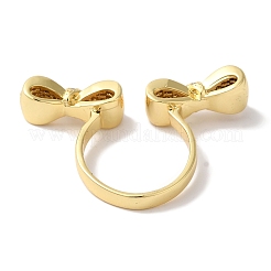Anillos de puño abiertos de circonita cúbica transparente micro pavimentados de latón con lazo para mujer&nbsp;LS-RJEW-C098-15G
