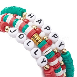 4 Stück 4 Stil Fimo Heishi Surfer Stretch Armbänder Set&nbsp;BJEW-TA00268