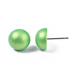 Boucles d'oreilles en bois de schima demi-rond perlé pour fille femme&nbsp;EJEW-N048-001-07