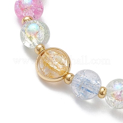 Braccialetti elasticizzati con perline di vetro craquelé rotonde placcate da 8 mm&nbsp;BJEW-JB10534-02