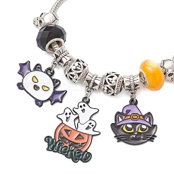 Halloween-Charm-Armbänder aus Emaille&nbsp;BJEW-JB12009-01