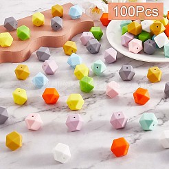 100 stücke silikon perlen gemischte farbe sechseckige silikon perlen lose abstandshalter perlen silikon perlen kit für armband halskette schlüsselanhänger schmuck machen&nbsp;JX307A