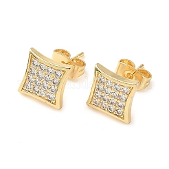 Aretes cuadrados de latón con micropavé de circonita cúbica transparente&nbsp;EJEW-Z144-09G
