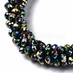 Braccialetti elasticizzati con perle di vetro placcato sfaccettato&nbsp;BJEW-S144-002G-03