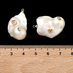 Pendenti in ottone e perle con micro pavé di zirconi cubici&nbsp;KK-H259-13D-G01