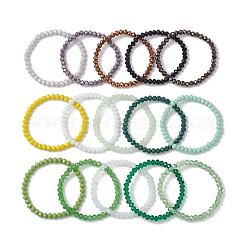 Set di braccialetti elasticizzati con perline di vetro imitazione giada sfaccettata da 15 pz in 15 colori&nbsp;BJEW-JB10791