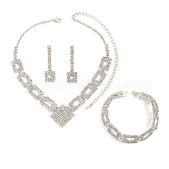 Set di gioielli in ottone rettangolare con strass di cristallo&nbsp;WG47BDD-04