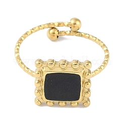 Anillos de dedo cuadrados esmaltados de acero inoxidable 304 con revestimiento iónico (IP)&nbsp;RJEW-L107-064G-02