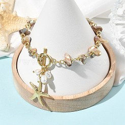 Bracelets à breloques en acier inoxydable 304 en forme d'étoile de mer&nbsp;BJEW-JB14373-01