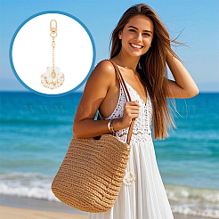4 pieza de 4 estilos de aleación de flor de concha marina natural con decoraciones colgantes de estrella de mar&nbsp;HJEW-PH02409