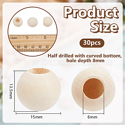 Perle en bois&nbsp;WOOD-WH0026-47B