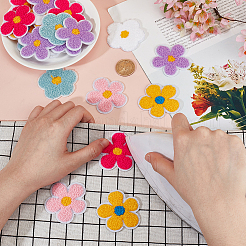 36 Stück 6 Farben Handtuch Stickerei Stil Baumwolle zum Aufbügeln/Aufnähen Patches&nbsp;DIY-GO0002-60