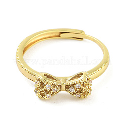 Verstellbare Ringe aus Messing mit Mikropflaster und klarem Zirkonia&nbsp;RJEW-S416-03G
