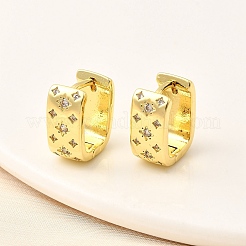 Boucles d'oreilles pendantes rectangulaires en laiton avec micro pavé de zircones cubiques&nbsp;EJEW-L305-08G-02