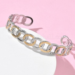 Bracciali rigidi bicolore in acciaio inossidabile 304&nbsp;BJEW-A160-02GP