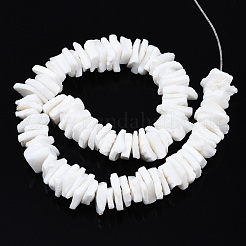 Cuentas de concha naturales blancos mechones&nbsp;X-SSHEL-S266-029