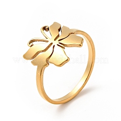 Placcatura ionica (ip) 201 anello a farfalla in acciaio inossidabile spesso per le donne&nbsp;RJEW-G266-15G