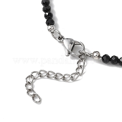 Halsketten aus galvanisiertem Glasdreieck und facettierten runden natürlichen schwarzen Spinellperlen für Damen&nbsp;NJEW-JN05666