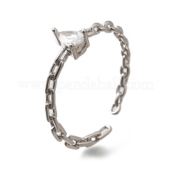 925 bague ouverte en argent sterling avec pavé de zircones cubiques&nbsp;RJEW-R016-01P-01