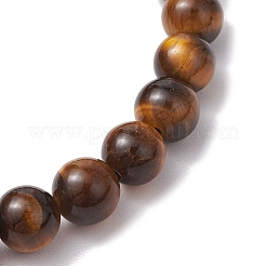 Natürliches Tigerauge runde Perlen Stretch-Armbänder&nbsp;BJEW-JB11490