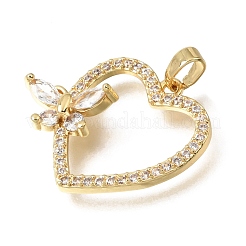 Pendentifs en laiton micro pavé de zircone cubique transparent pour la saint-valentin&nbsp;KK-C263-29C-G