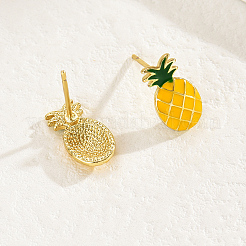 Boucles d'oreilles à tige en laiton en forme d'ananas&nbsp;IH2278