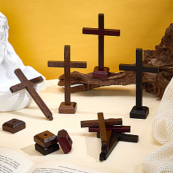 12 borsa 3 colori statuette di legno a forma di croce di Pasqua ornamenti&nbsp;DJEW-PH0001-91