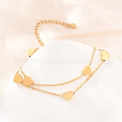 Doppellagige Herzgliederarmbänder aus Edelstahl 304&nbsp;BJEW-D460-07G
