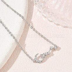 Pulseras de eslabones de estrella y luna con microengaste de circonitas cúbicas transparentes&nbsp;KK-CBA6980-25P