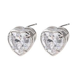 Boucles d'oreilles en laiton zircon cubique micro pavé clair&nbsp;EJEW-C174-02A-P