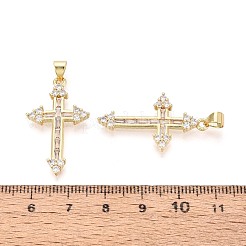 Ciondoli religiosi in ottone micro pavé con zirconi cubici trasparenti&nbsp;KK-T080-38G