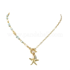 Collier avec pendentif étoile de mer en laiton océan&nbsp;NJEW-JN06663