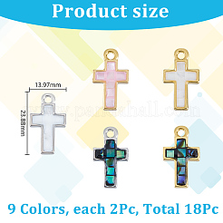 10 Stück 5 Farben Messing gefärbte natürliche Muschel Kreuz Charms&nbsp;KK-GO0002-29