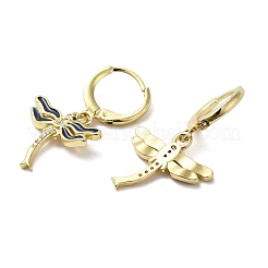 Orecchini pendenti a leva in ottone dorato a forma di libellula.&nbsp;EJEW-L268-011G-01