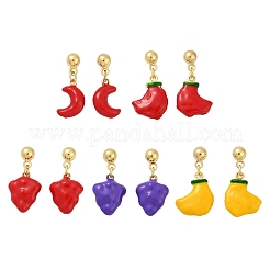 Orecchini pendenti in ottone e smalto con tema frutta&nbsp;EJEW-Z115-06G
