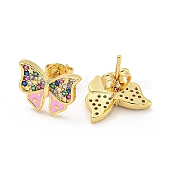 Aretes de latón chapado en oro real de 18k con lazo&nbsp;EJEW-L269-097G-02