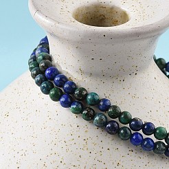 Bracciali elasticizzati con perline rotonde in crisocolla naturale e lapislazzuli (tinti).&nbsp;BJEW-L594-B04
