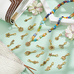 40 pièce 20 styles de décorations de pendentif en alliage de fleur&nbsp;HJEW-PH02115